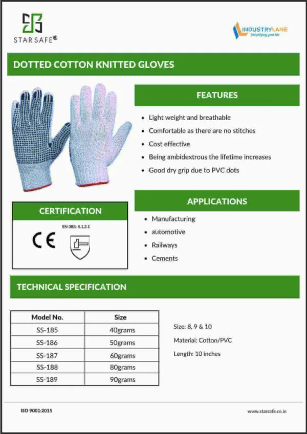 Dotted Cotton Knitted Gloves - Image 2