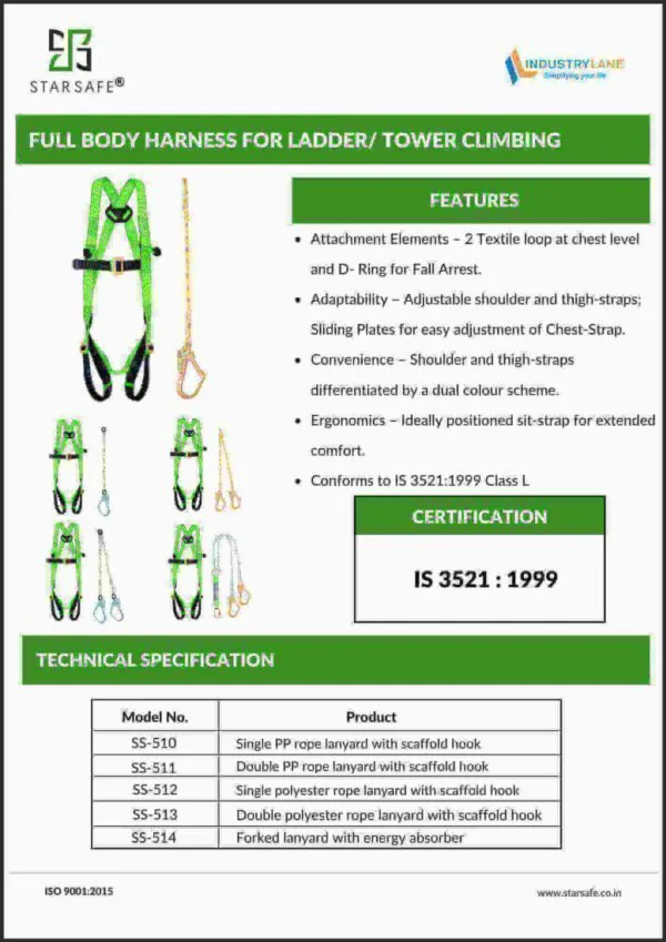 FULL BODY HARNESS FOR LADDER/ TOWER CLIMBING WITH TEXTILE LOOP - Image 6