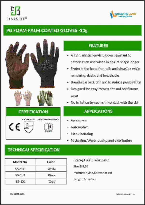 PU Coated Gloves - 13g - Image 4